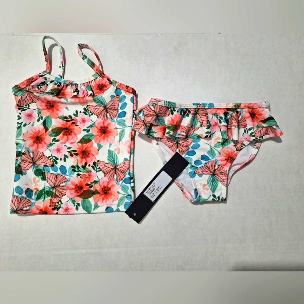Baby floral Ruffle Swim suit - Bright Flower Design - 6/9 months - New with tags